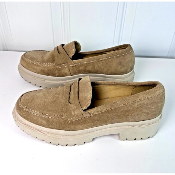 PATINA Tan Suede Platform Women's Penny Loafers Size US 9/EU 39 - Picture 3 of 9